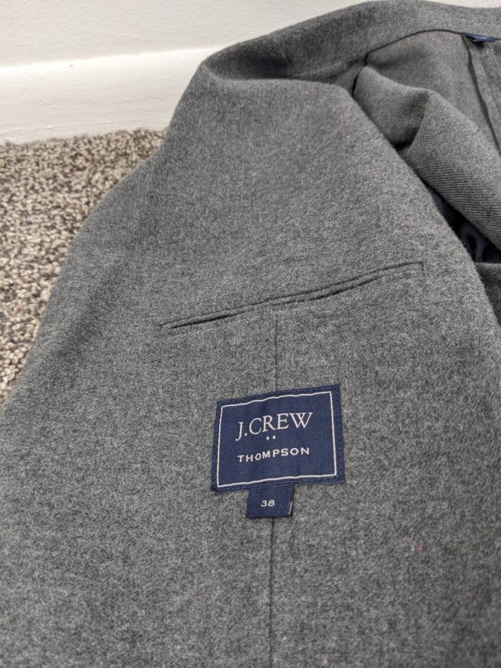 J Crew Knit Sport Coat Flannel Cotton Unstructured Thompson Gray Mens 38 38R - Picture 5 of 14